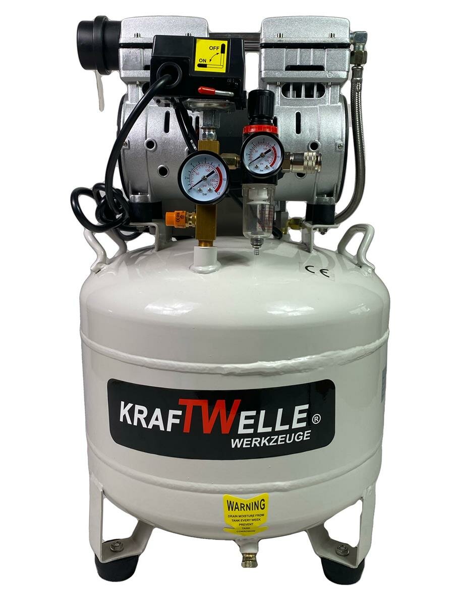 Kraftwelle Flüster-Kompressor Ölfrei 750 Watt 8 bar Silent 35L, 329,9
