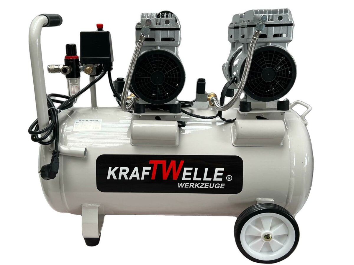 Kraftwelle Flüster-Kompressor Ölfrei 1500 Watt 8 bar Silent 50L, 389